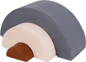 Set di 3 Pezzi Giocattoli per Arrampicata per Bambini, Tunnel Gioco in Schiuma, Divano Arcobaleno per Bambini, Area di Gioco per Stanza dei Giocattoli Camera da Letto (Grigio)