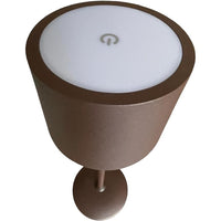 Lampada da tavolo led ricaricabile touch dimmerabile bar ristorante tonda corten prequ'
