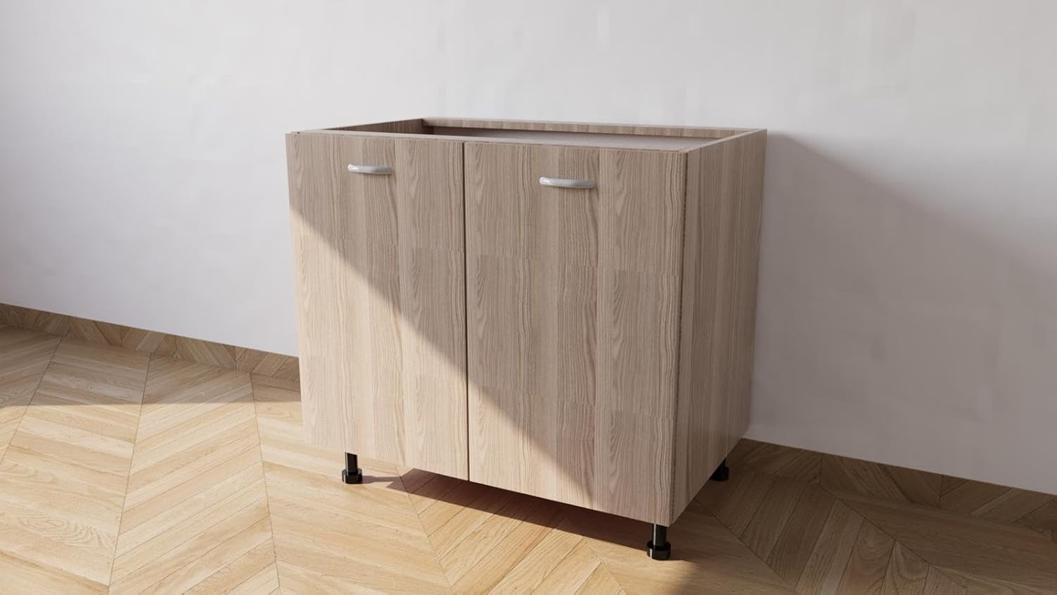 Base per lavello d'appoggio completa di 2 ante spedizione in kit Lunghezza 90 Profondità  55 Altezza 72 esclusi piedini Altezza piedini 10 cm (OLMO)