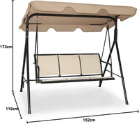 Dondolo da Giardino a 3 Posti, con Tettuccio Parasole Regolabile, Sedia a Dondolo da Giardino con Telaio in Acciaio, 173 x 119 x 152 cm (caff¨¨)