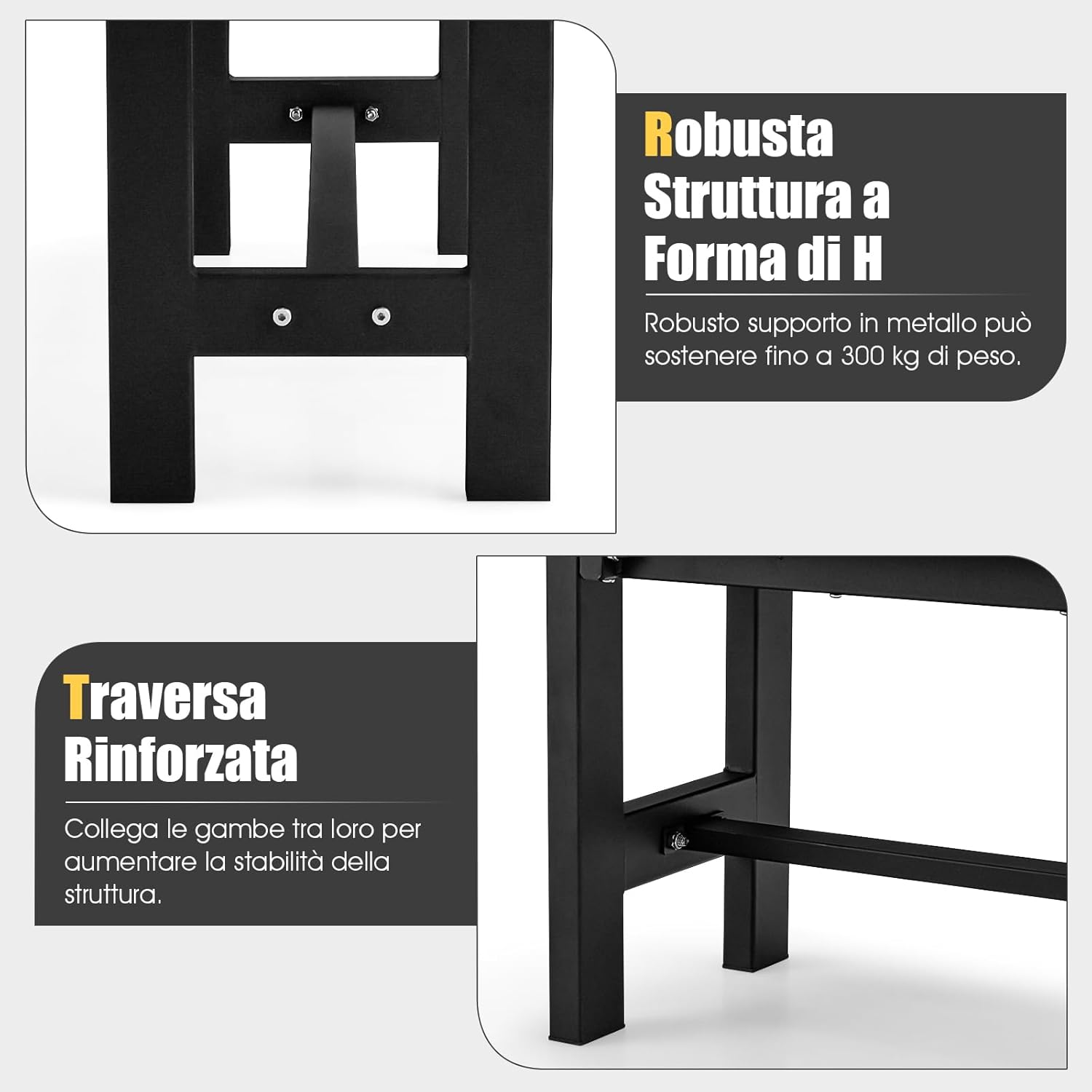 Panchina da Esterno con Sedile HDPE, Panca da Giardino con Telaio in Metallo Verniciato a Polvere, Panchina da Giardino, Parco e Balcone, Portata 300 kg, 120 x 36 x 40,5 cm (Black)