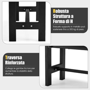 Panchina da Esterno con Sedile HDPE, Panca da Giardino con Telaio in Metallo Verniciato a Polvere, Panchina da Giardino, Parco e Balcone, Portata 300 kg, 120 x 36 x 40,5 cm (Black)