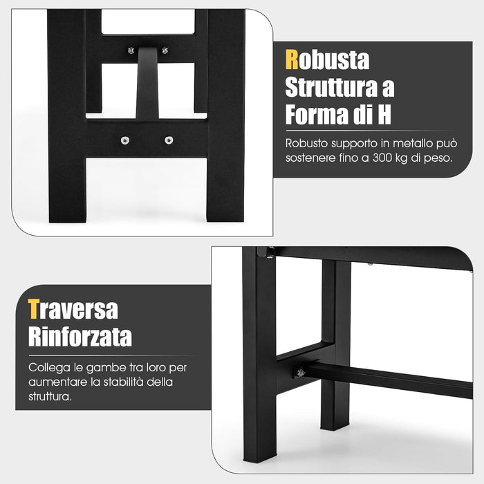 Panchina da Esterno con Sedile HDPE, Panca da Giardino con Telaio in Metallo Verniciato a Polvere, Panchina da Giardino, Parco e Balcone, Portata 300 kg, 120 x 36 x 40,5 cm (Black)