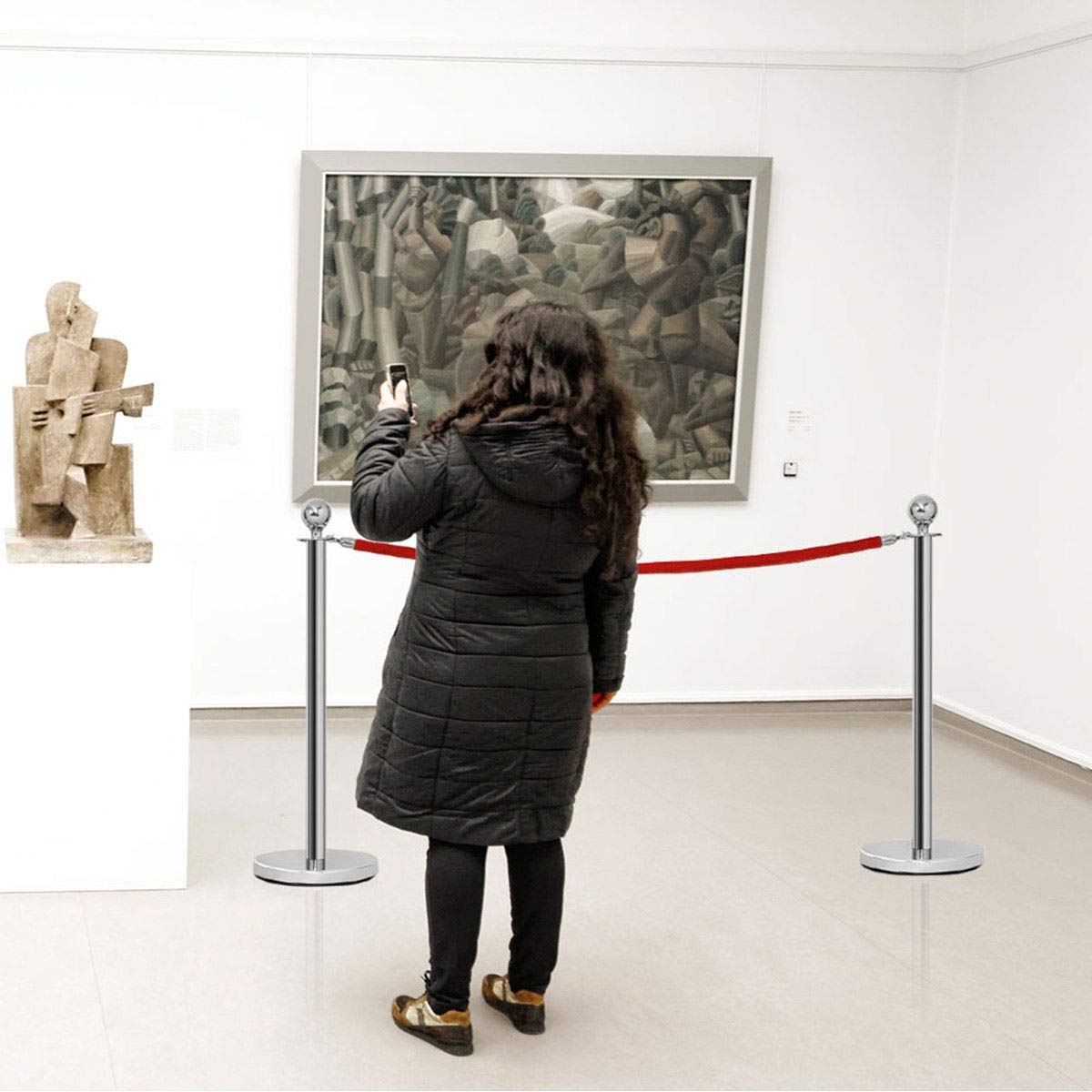 4 x Colonnine Segnapercorso Transenna Eliminacode Separacode, Paletti di Delimitazione per Hotel Ristorante Cinema