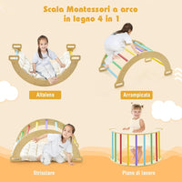 Arco da Arrampicata per Bambini, 2 in 1 Altalena ad Arco in Legno con Cuscino Morbido, Doppia Faccia, Ideale per Bambini 1+ Anni (Colorato)
