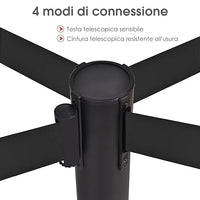 4 Paletti di Delimitazione, Barriera in Acciaio Inox per Code, Colonnine Segnapercorso Transenna Eliminacode Separacode, Ideale per Hotel Ristorante Cinema (Nero)