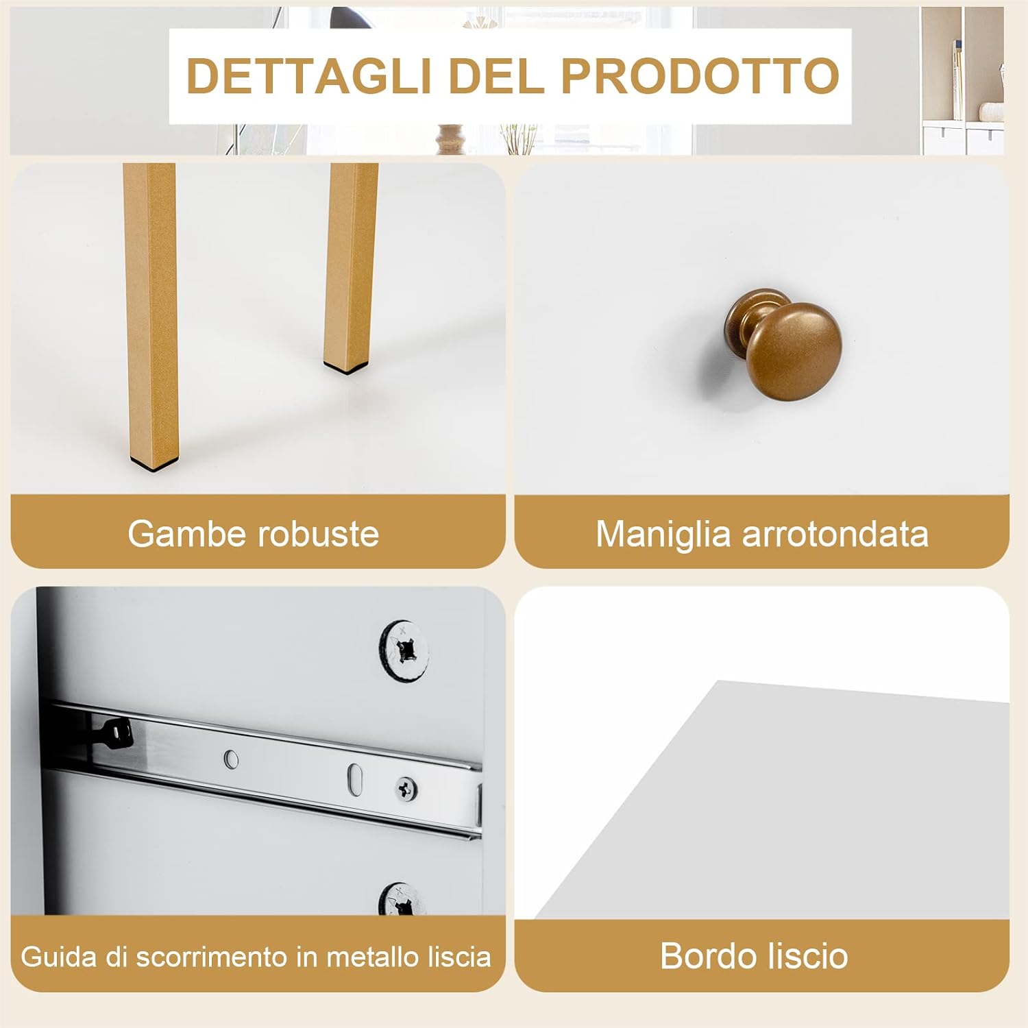 Scrivania Angolare per Computer in Legno, Scrivania Porta PC con 2 Cassetti e Ripiani, Scrivania Salvaspazio e Moderna per Casa e Ufficio, 70,5 x 70,5 x 75 cm (Bianco)