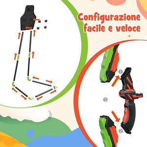Set di 2 Archi e Frecce per Bambini, Giocattoli con Arco e Frecce LED con 20 Frecce a Ventosa, Fasce per Interni ed Esterni, per Ragazzi 3 anni +