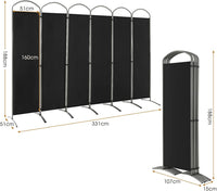 Paravento Pieghevole a 6 Pannelli, Separé Divisorio Interno ed Esterno, Pannelli Divisori per Camera da Letto, Ufficio e Soggiorno