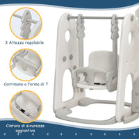 6 in 1 Parco Giochi per Bambini, con Altalena Scivolo Canestro da Basket Golf, Parco Giochi per Bambini da Esterno ed Interno, 172x182x108-120cm, 18 Mesi+ (Bianco)