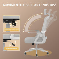 Sedia ufficio con rotelle - RATTANTREE - braccioli regolabili - Funzione Oscillante - Grigio