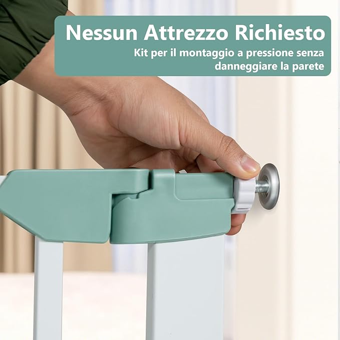Cancelletto di Sicurezza per Bambini a Passo Passeggiato, Cancelletto di Sicurezza a Chiusura Automatica con Pressione per Bambini e Animali Domestici, Larghezza Regolabile da 80 a 132 cm