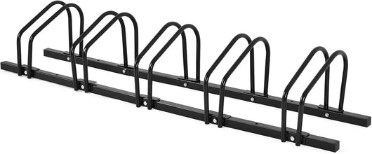 Rastrelliera per Biciclette, Portabiciclette Parcheggio Organizzatore per 4/5/6 Bici, Parcheggio per Biciclette, Telaio d'Acciaio (Nero, 5 Bici)