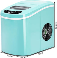 Macchina del Ghiaccio Portatile 12kg/24h, Macchina del Ghiaccio Cubetti con Cucchiaio Porzionatore e Cesto, 9 Cubetti di Ghiaccio in 6-13 Minuti (Verde)