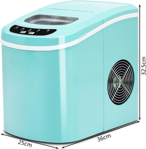 Macchina del Ghiaccio Portatile 12kg/24h, Macchina del Ghiaccio Cubetti con Cucchiaio Porzionatore e Cesto, 9 Cubetti di Ghiaccio in 6-13 Minuti (Verde)