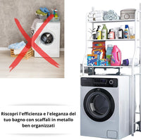Mobile Salvaspazio per Lavatrice con 3 Ripiani Anti-Ribaltamento, Scaffale Organizer per Bagno e Lavanderia