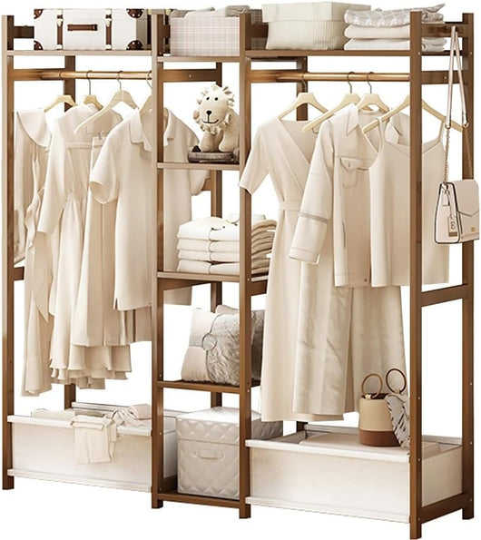 Appendiabiti, Appendiabiti in bambù con 5 Ripiani, Appendiabiti indipendenti, Appendiabiti per riporre Abiti, Scarpe, Cappelli, carico Massimo 100 kg