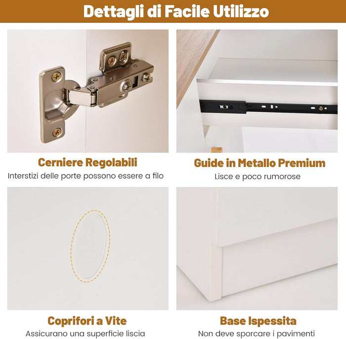 Armadio Dispensa da Cucina, Credenza da Cucina Alta con Ripiani Regolabili in 3 Posizioni, Illuminazione a LED e Presa Elettrica, per Sala da Pranzo, Soggiorno, Cucina, 100 x 40 x 181 cm