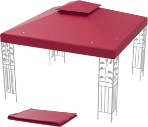Tettoia di Ricambio per Gazebo da 3 x 3 m, Doppio Strato Superiore, Copertura per Gazebo da Giardino con Gancio e Chiusura a Strappo (Vino)