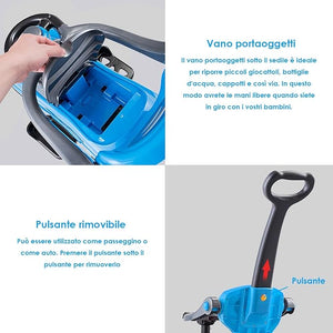 3 in 1 Macchina Cavalcabile a Spinta per Bambini, con Guardrail Staccabili e Maniglia Clacson, Spazio di Archiviazione Nascosto e Design Anti-ribaltamento, Ideale per Bambini 2-6 Anni (Blu)