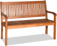 Panchina da Giardino in Legno, Panca per 2 Persone, Schienale Ergonomico, per Cortile Veranda Piscina Balcone, 126 x 63 x 91 cm