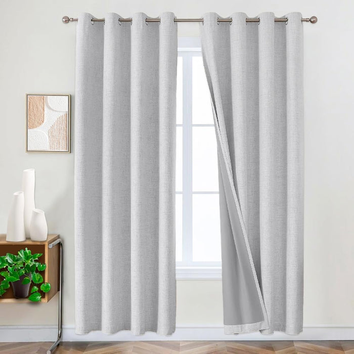 Tenda 100% Oscurante Porta Finestra 1 Pannello 140x280 Cm Isolante Termica Coprente Grigio Chiaro