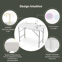 Tavolo da Campeggio Portatile, Tavolo Pieghevole con Lavandino, Rubinetto, Tubo di Scarico, Tavolo da Esterno, Ideale per Picnic e Campeggio, 115 x 59 x 93,5 cm, Portata 150 kg