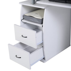 Scrivania da Computer, Scrivania con Cassettiera e Porta Hardware,120 x 55 x 85 cm (Bianco)