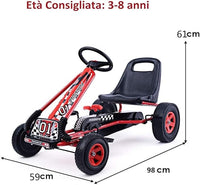 Go Kart a Pedali per Bambini, con Sedile Regolabile e Freno a Mano, Go Kart Veicolo per Bambini 3-8 Anni, Portata Massima 30 kg (rosso)