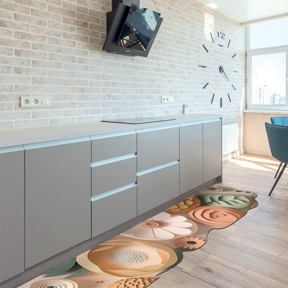 Le Forme Fiori Tappeto Cucina 50x240 cm Sagomato Gomma Moderna Antiscivolo Stampa Digitale