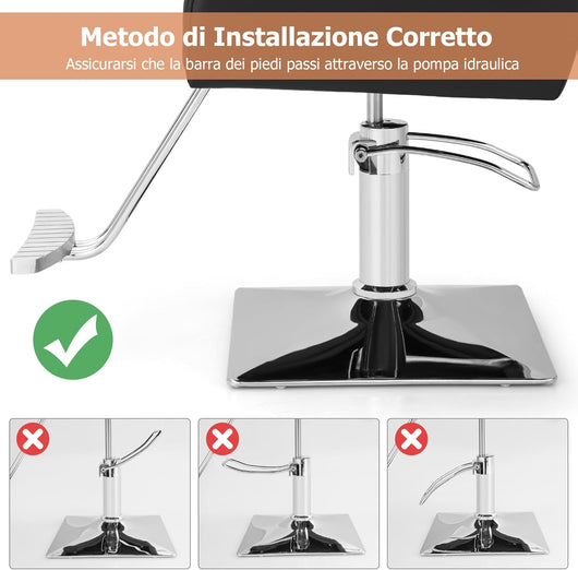 Barberpub Poltrona da Barbiere, Sedia da Barbiere Girevole a 360°, Poggiatesta e Altezza Regolabili, Portata 150 kg, 89,5 x 64 x 99-114 cm