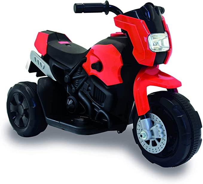 Moto elettrica per bambini moto giocattolo per bambini 1 anno 2 anni 3 anni con luci e marca avanti e dietro (rossa)