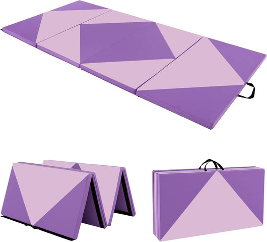 Tappetino Ginnastica Pieghevole 240 CM, Tappetino Fitness con Maniglie e Chiusure a Strappo per Stretching, Yoga, Arti Marziali da Casa e Palestra