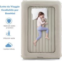 Letto Gonfiabile per Bambini in Viaggio, Set di Materasso Ad Aria Portatile con Pompa Elettrica, Letto Gonfiabile con Barriere Laterali Alte, 165x118x20 cm, Carico150 kg (Grigio)