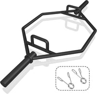 Barra della Trappola Olimpica, Barra Esagonale Pieghevole con Manici Zigrinati, Manicotti 25 cm e Molle, Olympic Hex Trap Bar per Sollevamento Pesi e Bodybuilding, Carico 363 kg(Nero)