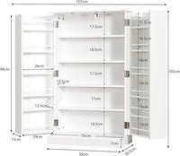 Armadietto Dispensa Alto 104 cm, Mobiletto da Cucina con Ante e Ripiani Regolabili, Credenza Autoportante per Sala da Pranzo, Soggiorno, Camere da Letto, 59 x 30 x 104 cm (Bianco)