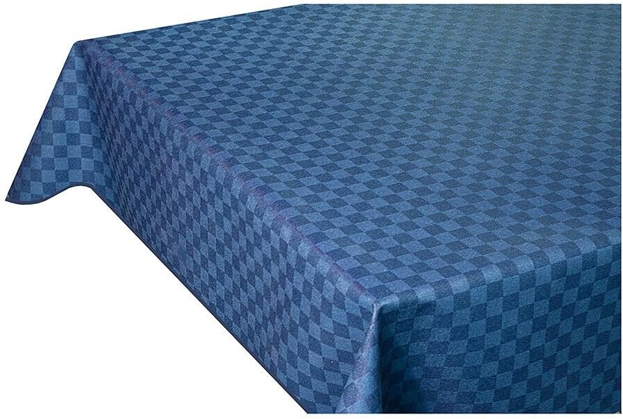 Tovaglia Cucina Antimacchia Bordata 140x240 cm Cotone Resinato Morbido Quadretti Blu