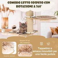 Albero Tiragraffi per Gatti Alto 191 cm, Tiragraffi per Gatti Multistrato con Nicchia in Legno, Trespolo Spazioso, Amaca, Nido, Pali, Tiragraffi e Materassini Lavabili