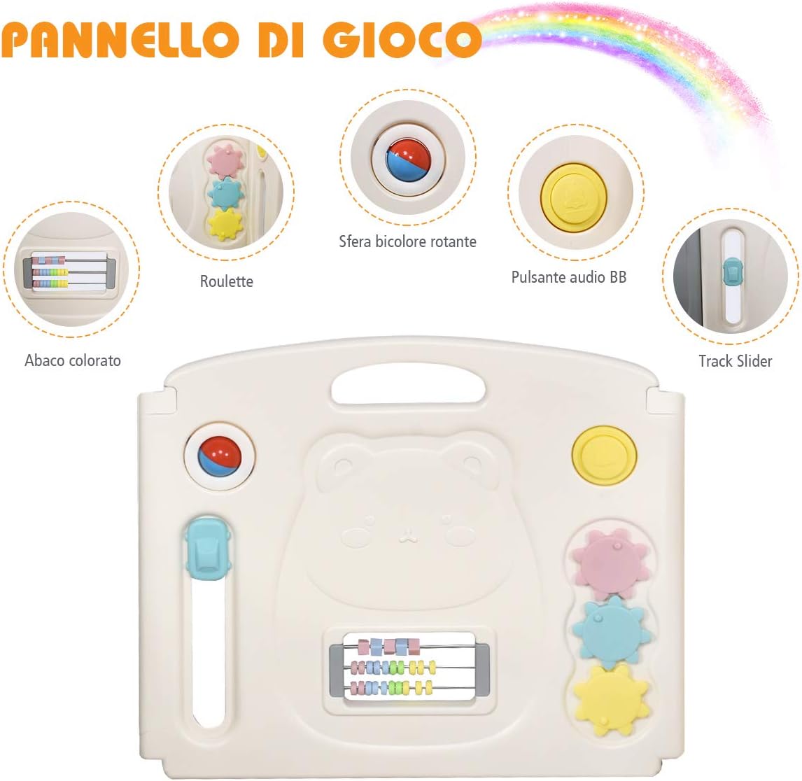 Recinto per Bambini da Giocare, Box Pieghevole Centro di Attività per Bambini, Porta con Chiusura e Giocattoli, Ecologico, da Interni ed Esterni (12Pannelli)