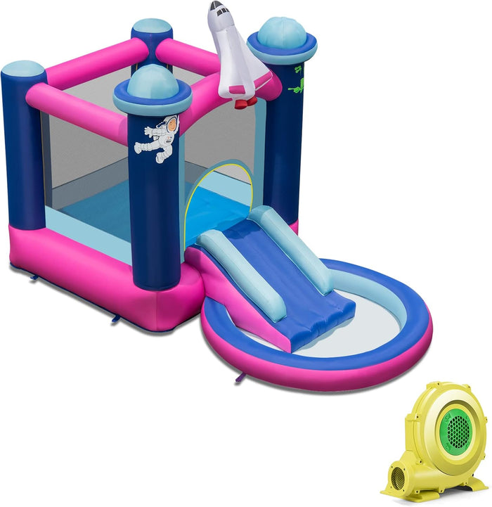 Castello Gonfiabile con Piscina, Casa Gonfiabile per Bambini con Borsa per il Trasporto e Paletti, Ideale per Interni ed Esterni per 3 Bambini di 3-10 Anni (Con soffiatore)