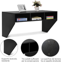 Scrivania per Computer, Tavolo di Legno per PC Lavorare e Studiare con 3 Scompartimenti, Ideale per Studio Camera da Letto Salone (Nero)