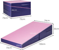 Materassino Ginnastica Inclinato, Tappetino Inclinato a Forma di Cuneo con Maniglia, Tappetino Ginnastica Pieghevole per Allenamenti a Casa Aerobica Fitness Palestra