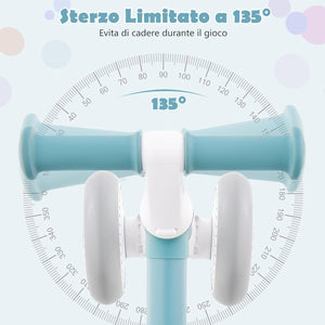 Bicicletta Senza Pedali Pieghevole per Bambini con 3 Ruote, Bicicletta per Bambini con Altezza della Seduta Regolabile, Bicicletta di Equilibrio per Bambini da Interno Esterno, Blu