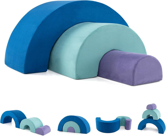 Set di Gioco Arrampicata Arcobaleno, Blocchi in Schiuma con Rivestimenti Lavabili in Lavatrice, Set di Attività da Arrampicata e Gattonamento per Interni per Bambini 3+ Anni