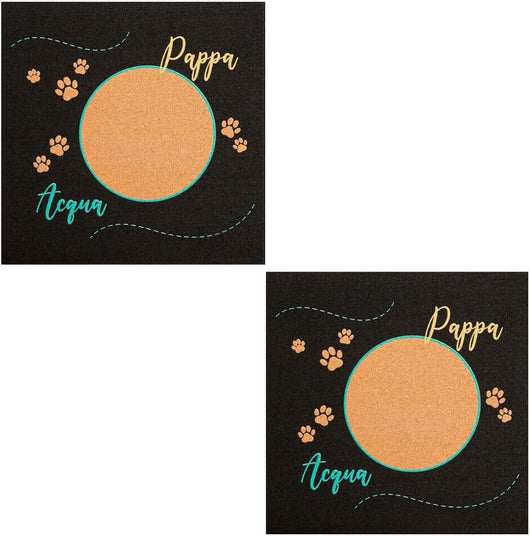 Coppia Tappetini SottoCiotola Gomma Sostenibile Antiscivolo 30x30 cm Cane Gatto Dis.B