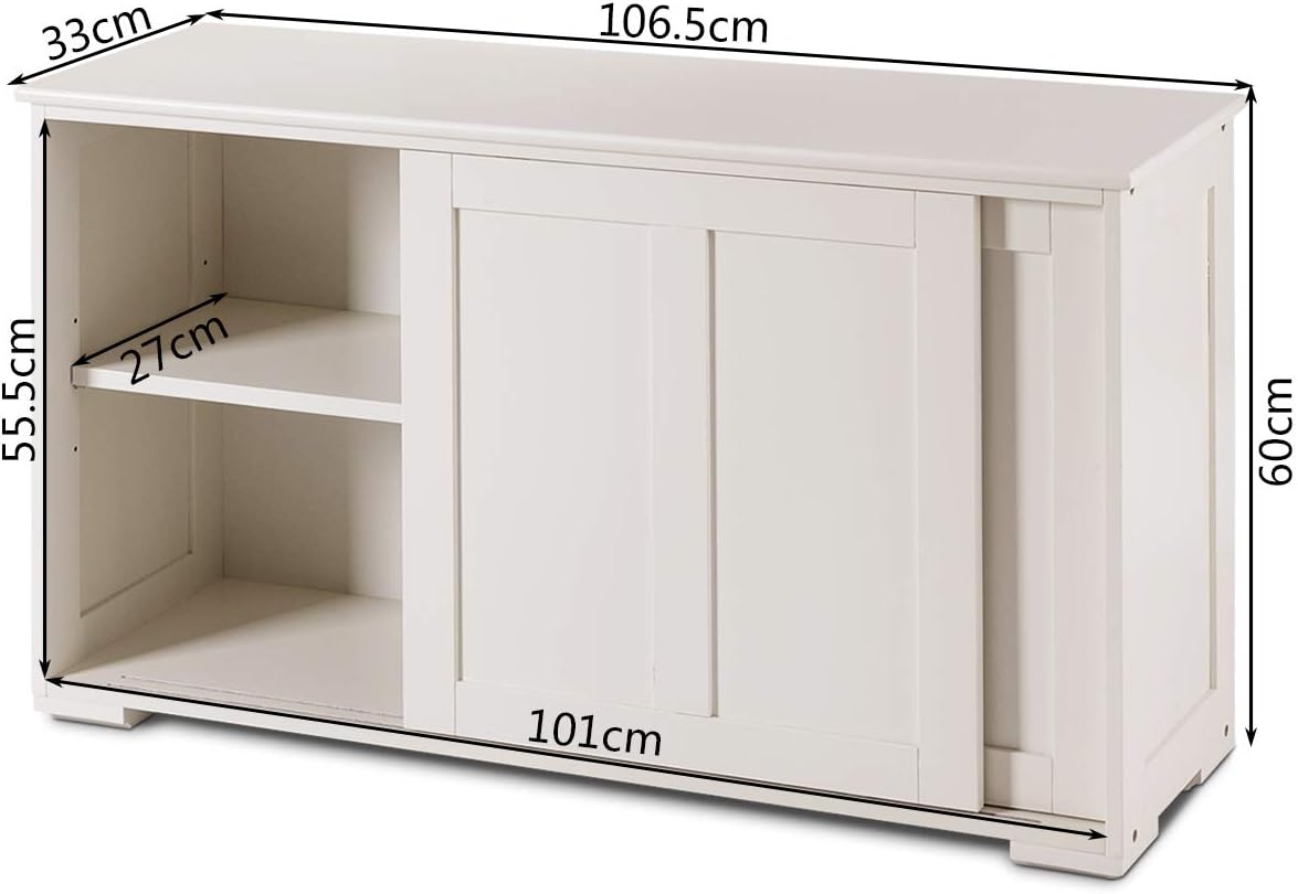 Armadietto da Cucina Mobiletto per Cucina Composto da Due Porte Scorrevoli Dimensioni: 106.5 x 33 x 62.5 cm (Crema)