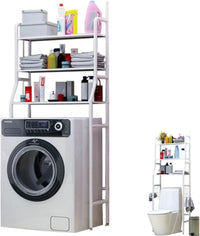 Mobile Salvaspazio per Lavatrice con 3 Ripiani Anti-Ribaltamento, Scaffale Organizer per Bagno e Lavanderia