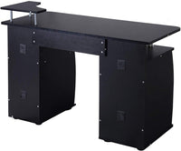 Scrivania Salvaspazio, Scrivania con Cassetti, Vassoio per Tasteriera, Ripiani e Porta Stampante, Scrivania Porta PC per Ufficio e Studio, 120 x 55 x 76 cm, Portata 60 kg (Nero)