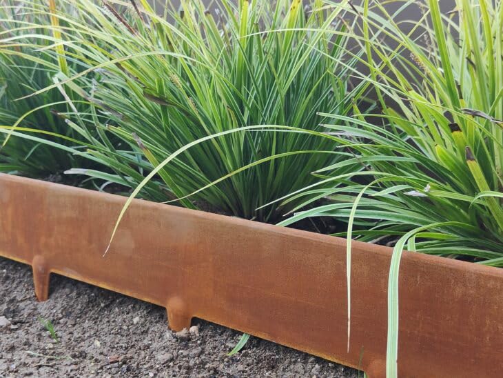 Bordura per Aiuola 1m x 90 mm, 10 pz Bordura per Giardino e Orto a Giunzione in Acciaio Cor-Ten, Bordo per Aiuole