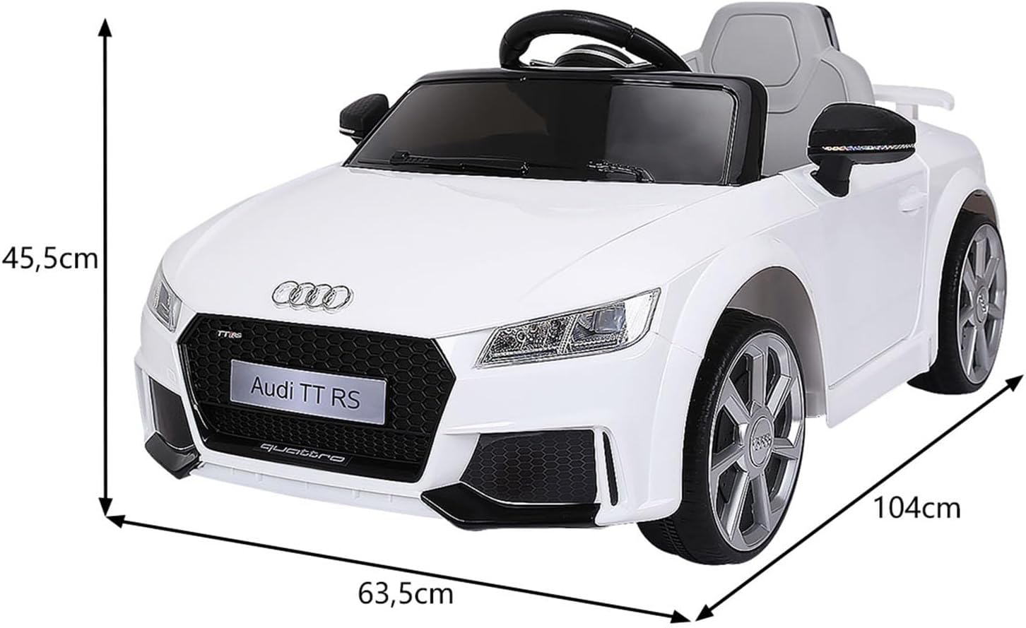 Audi 12V Auto Elettrica per Bambini, Macchina Elettrica con Velocità 2,5-5 km/ora, con Telecomando USB MP3 Luci LED (Bianco)